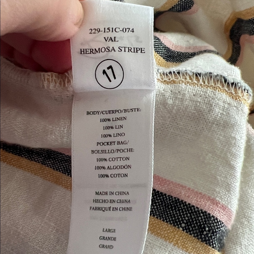 RAILS Linen Dress Hermosa Stripe Linen Large - Picture 8 of 8